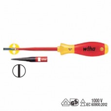 Wiha SoftFinish® Electric SlimFix Slotted Screwdriver - Individually Tested Protective Insulation 1,000 V AC, VDE and GS Tested - 3.5 mm - 35446